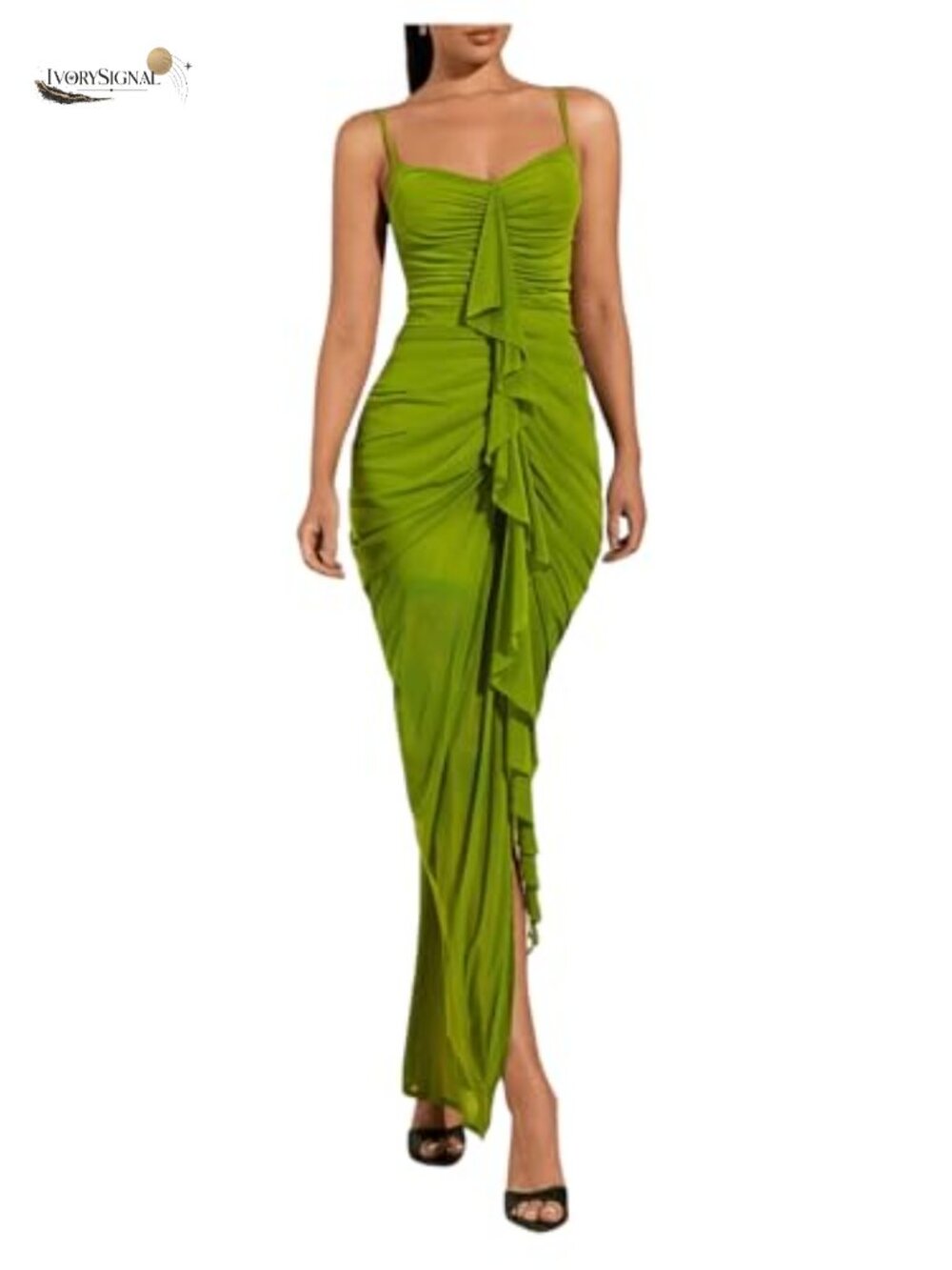 Floerns Women's Ruffle Ruched Cami Bodycon Maxi Dress Cocktail Party